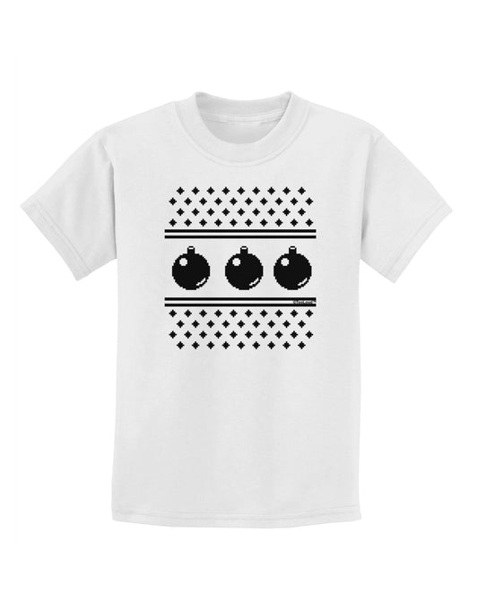 Ugly Sweater Ornaments BnW Childrens T-Shirt-Ornament-TooLoud-White-X-Small-Davson Sales
