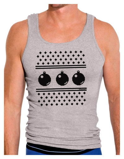 Ugly Sweater Ornaments BnW Mens Ribbed Tank Top-Mens Ribbed Tank Top-TooLoud-Heather-Gray-Small-Davson Sales