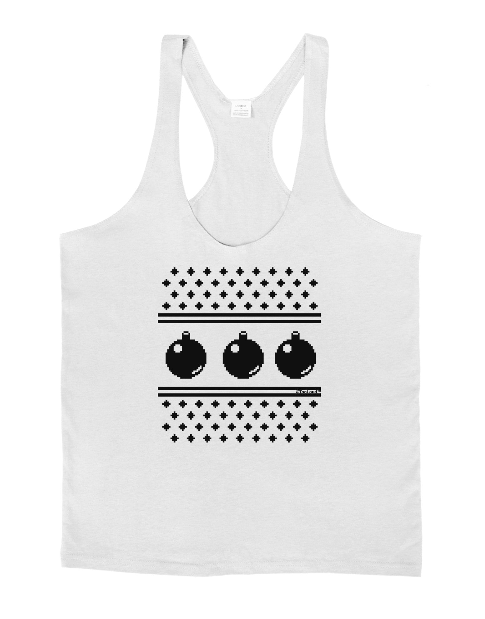 Ugly Sweater Ornaments BnW Mens String Tank Top-Men's String Tank Tops-LOBBO-White-Small-Davson Sales