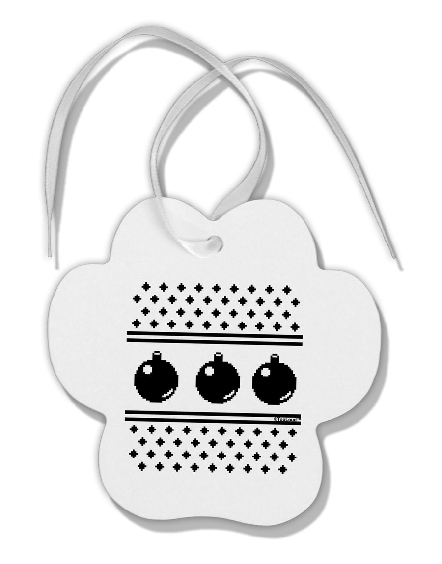 Ugly Sweater Ornaments BnW Paw Print Shaped Ornament-Ornament-TooLoud-White-Davson Sales