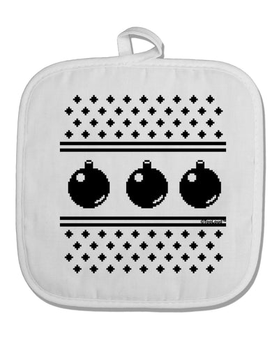 Ugly Sweater Ornaments BnW White Fabric Pot Holder Hot Pad-Pot Holder-TooLoud-White-Davson Sales