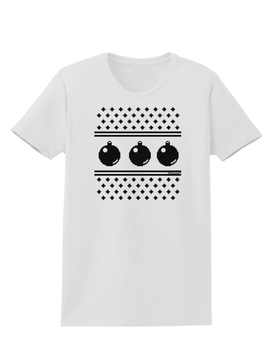 Ugly Sweater Ornaments BnW Womens T-Shirt-Ornament-TooLoud-White-X-Small-Davson Sales