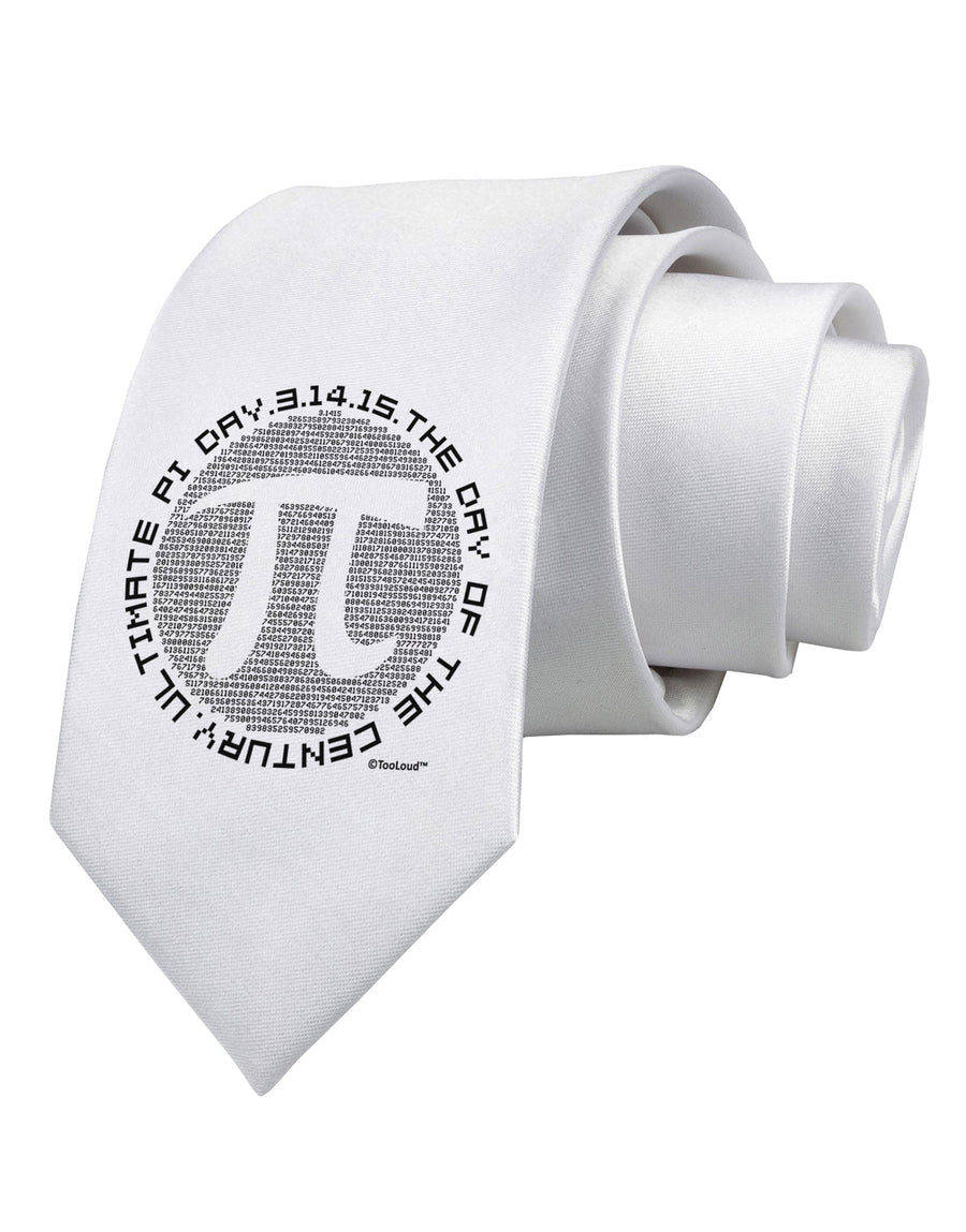 Ultimate Pi Day - Retro Computer Style Pi Circle Printed White Necktie by TooLoud