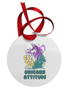 Unicorn Attitude Circular Metal Ornament-Ornament-TooLoud-Davson Sales