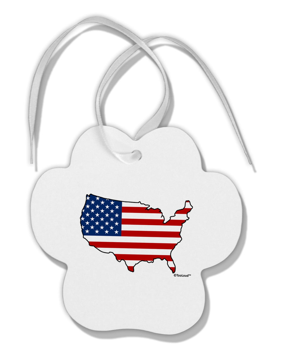 United States Cutout - American Flag Design Paw Print Shaped Ornament by TooLoud-Ornament-TooLoud-White-Davson Sales