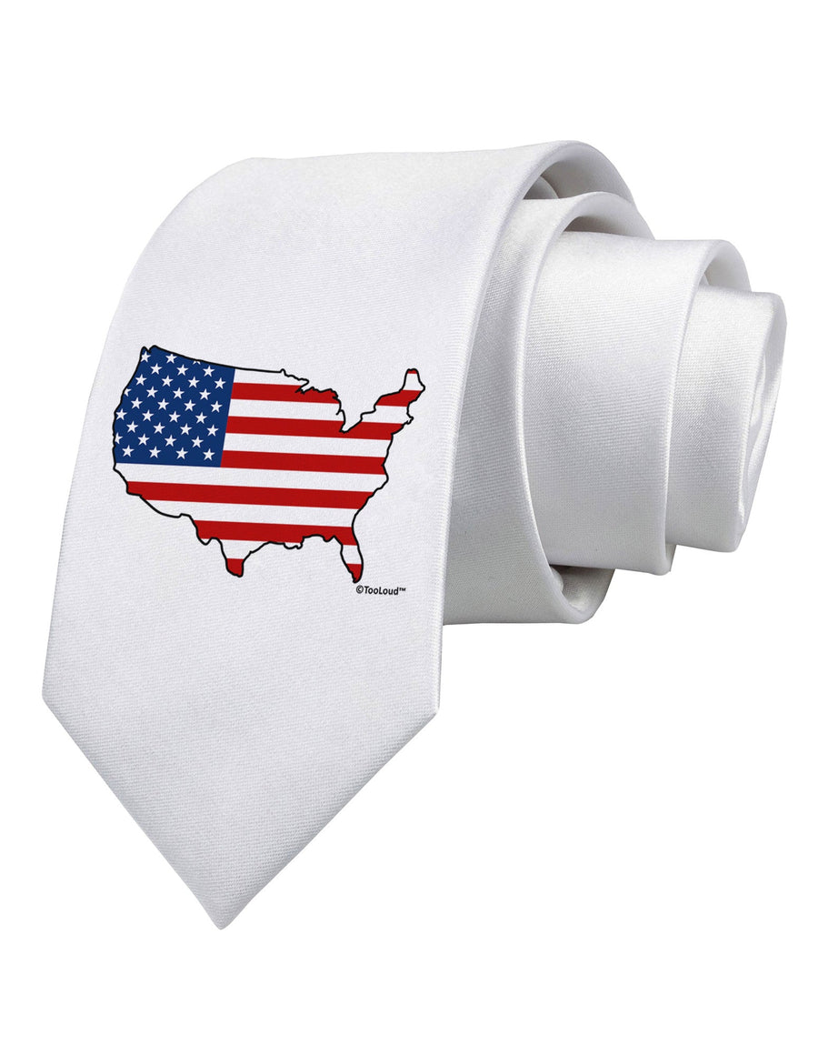 United States Cutout - American Flag Design Printed White Necktie by TooLoud