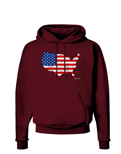 United States Cutout - American Flag Distressed Dark Hoodie Sweatshirt by TooLoud-Hoodie-TooLoud-Maroon-Small-Davson Sales
