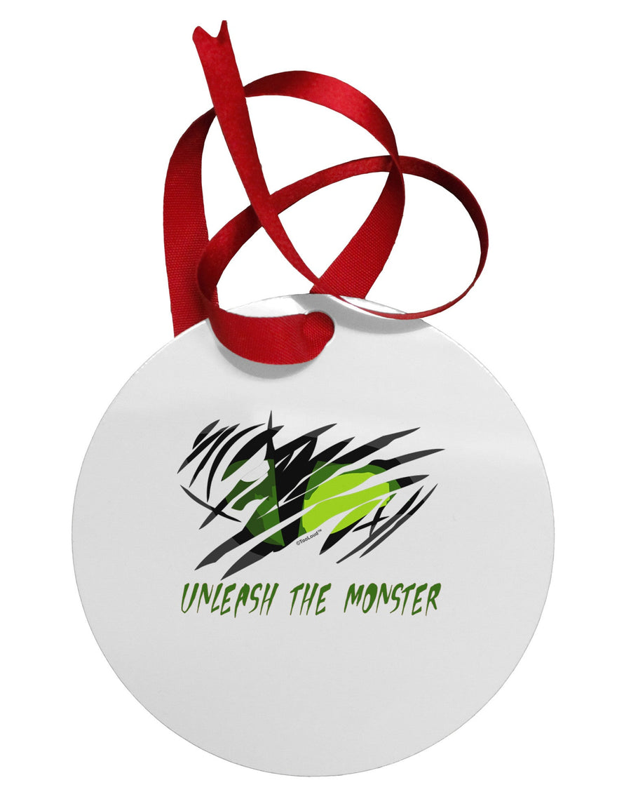 Unleash The Monster Circular Metal Ornament-Ornament-TooLoud-White-Davson Sales