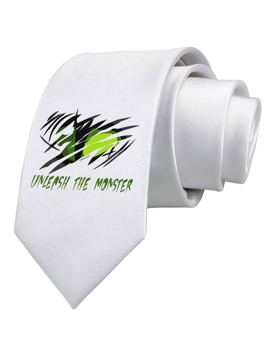 Unleash The Monster Printed White Necktie