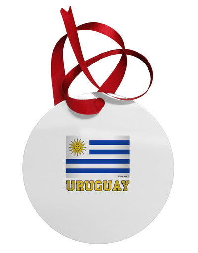 Uruguay Flag Circular Metal Ornament-Ornament-TooLoud-White-Davson Sales