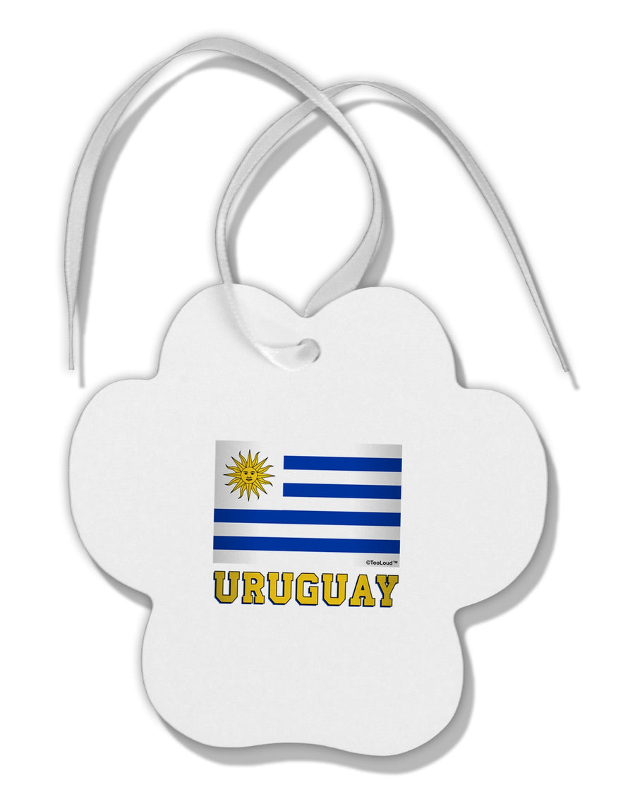 Uruguay Flag Paw Print Shaped Ornament-Ornament-TooLoud-White-Davson Sales