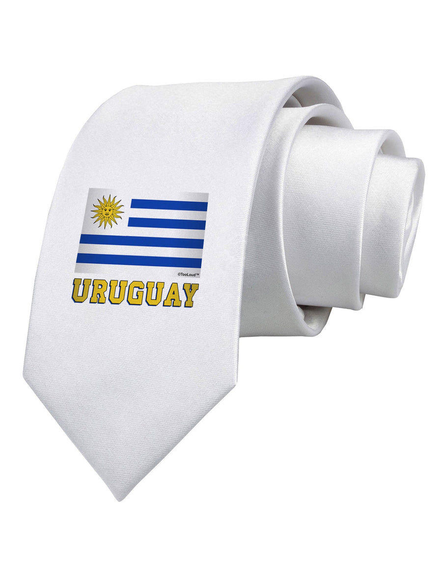 Uruguay Flag Printed White Necktie