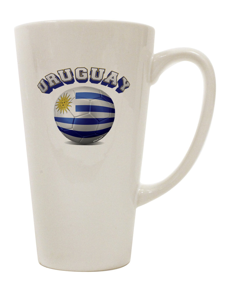 Uruguay Soccer Ball Flag Conical Latte Coffee Mug - Perfect for the Discerning Drinkware Enthusiast - TooLoud-Conical Latte Mug-TooLoud-White-Davson Sales