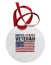 US Veteran Distressed Circular Metal Ornament-Ornament-TooLoud-White-Davson Sales