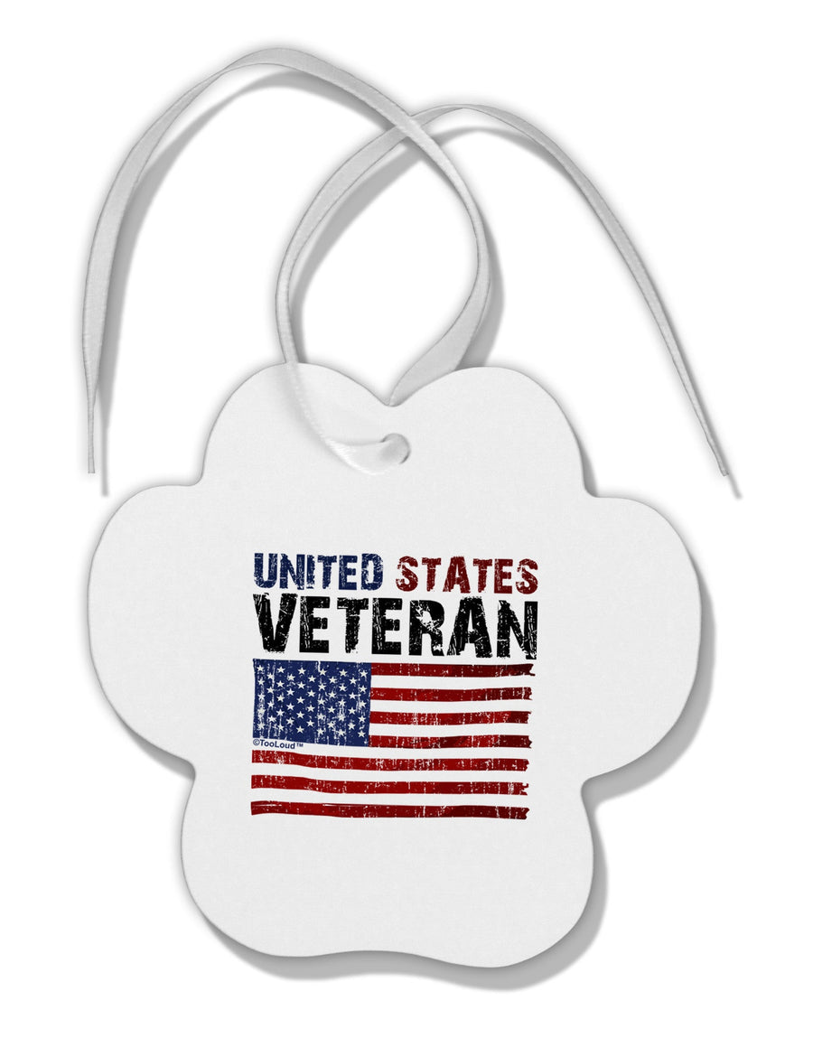 US Veteran Distressed Paw Print Shaped Ornament-Ornament-TooLoud-White-Davson Sales