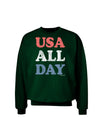 USA All Day - Distressed Patriotic Design Adult Dark Sweatshirt by TooLoud-Sweatshirts-TooLoud-Deep-Forest-Green-Small-Davson Sales