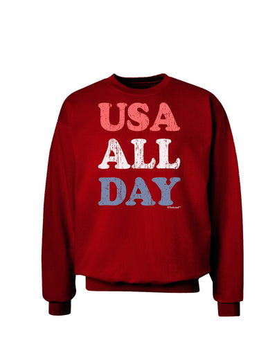 USA All Day - Distressed Patriotic Design Adult Dark Sweatshirt by TooLoud-Sweatshirts-TooLoud-Deep-Red-Small-Davson Sales