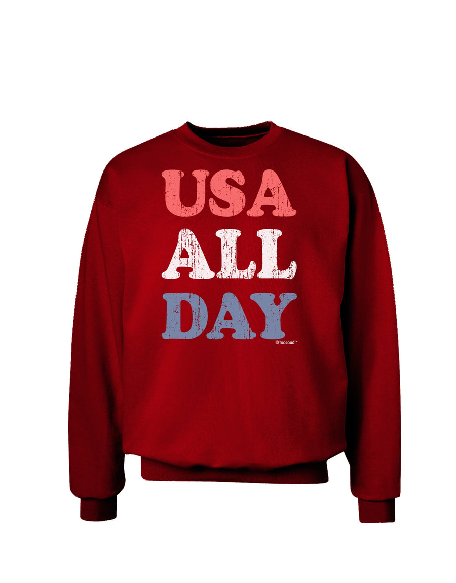 USA All Day - Distressed Patriotic Design Adult Dark Sweatshirt by TooLoud-Sweatshirts-TooLoud-Black-Small-Davson Sales