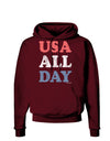 USA All Day - Distressed Patriotic Design Dark Hoodie Sweatshirt by TooLoud-Hoodie-TooLoud-Maroon-Small-Davson Sales