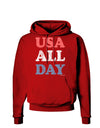 USA All Day - Distressed Patriotic Design Dark Hoodie Sweatshirt by TooLoud-Hoodie-TooLoud-Red-Small-Davson Sales