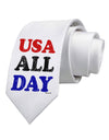 USA All Day - Distressed Patriotic Design Printed White Necktie by TooLoud