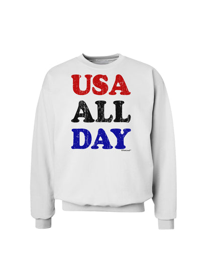 USA All Day - Distressed Patriotic Design Sweatshirt by TooLoud-Sweatshirts-TooLoud-White-Small-Davson Sales