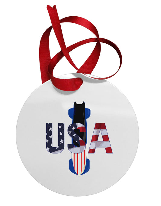 USA Bobsled Circular Metal Ornament by TooLoud-Ornament-TooLoud-White-Davson Sales