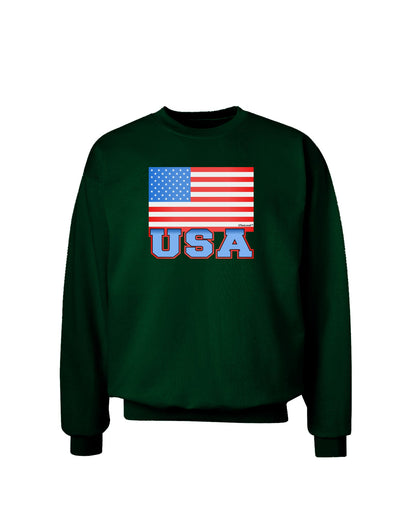 USA Flag Adult Dark Sweatshirt by TooLoud-Sweatshirts-TooLoud-Deep-Forest-Green-Small-Davson Sales