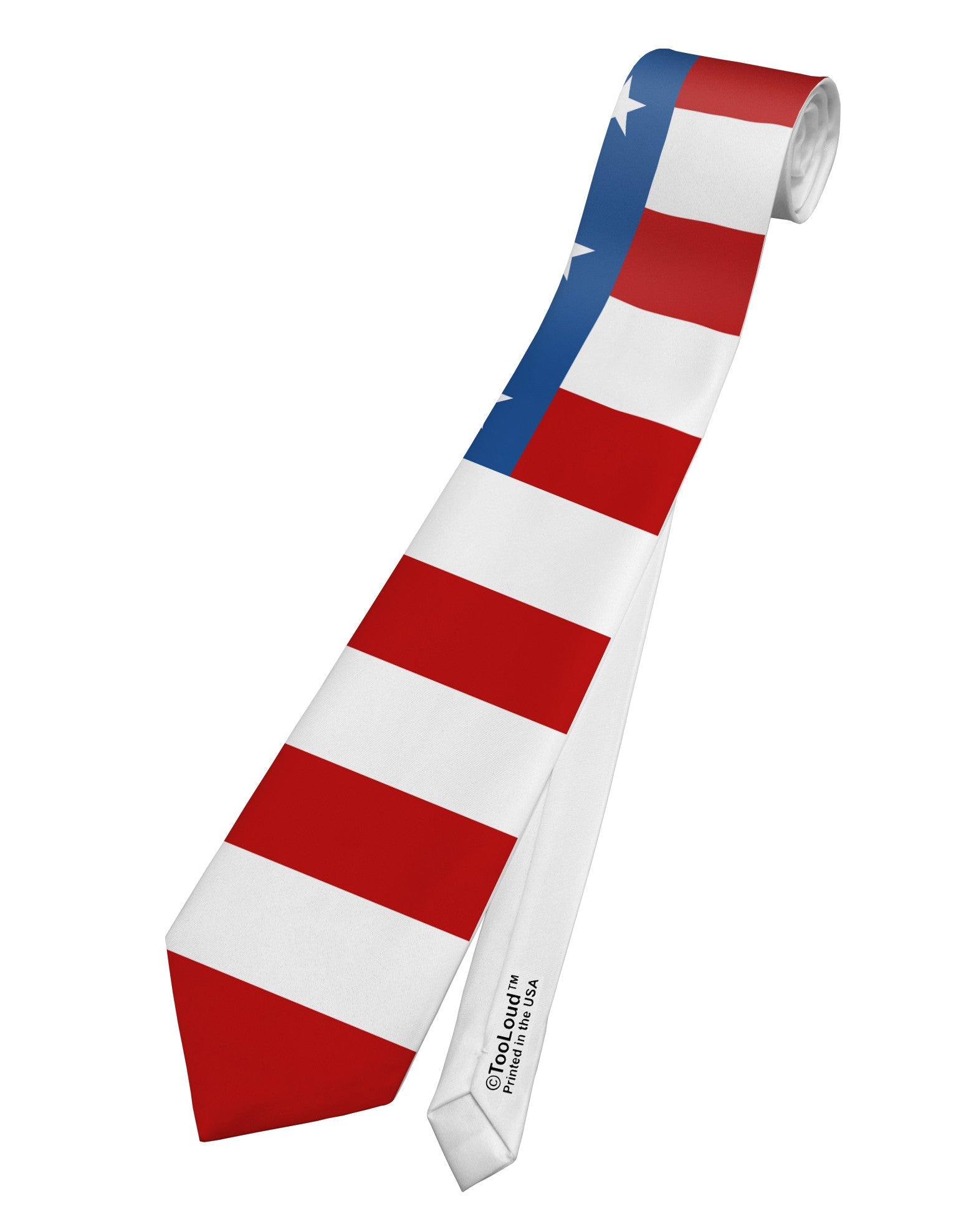 USA Flag AOP Printed White Necktie All Over Print