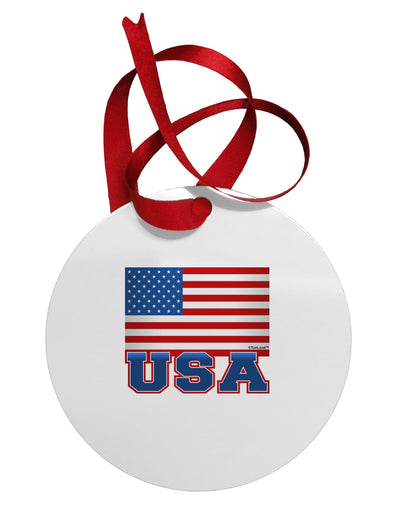 USA Flag Circular Metal Ornament-Ornament-TooLoud-White-Davson Sales