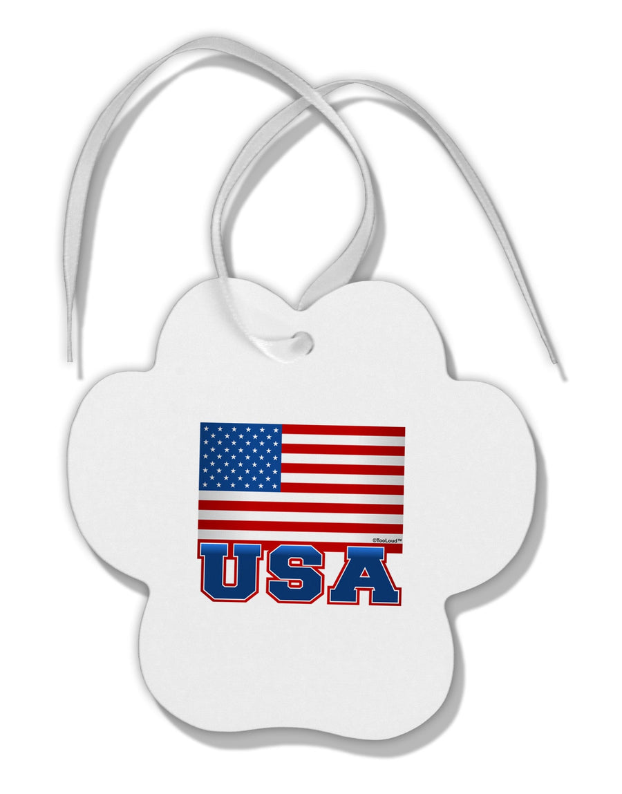 USA Flag Paw Print Shaped Ornament-Ornament-TooLoud-White-Davson Sales