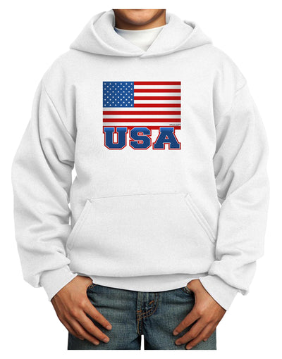 USA Flag Youth Hoodie Pullover Sweatshirt by TooLoud-Youth Hoodie-TooLoud-White-XS-Davson Sales