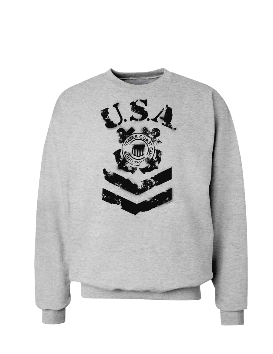 USA Military Coast Guard Stencil Logo Sweatshirt-Sweatshirts-TooLoud-White-Small-Davson Sales