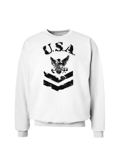 USA Military Navy Stencil Logo Sweatshirt-Sweatshirts-TooLoud-White-Small-Davson Sales