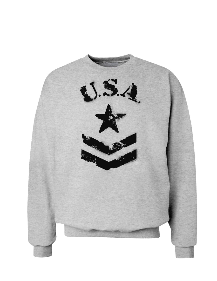 USA Military Star Stencil Logo Sweatshirt-Sweatshirts-TooLoud-White-Small-Davson Sales