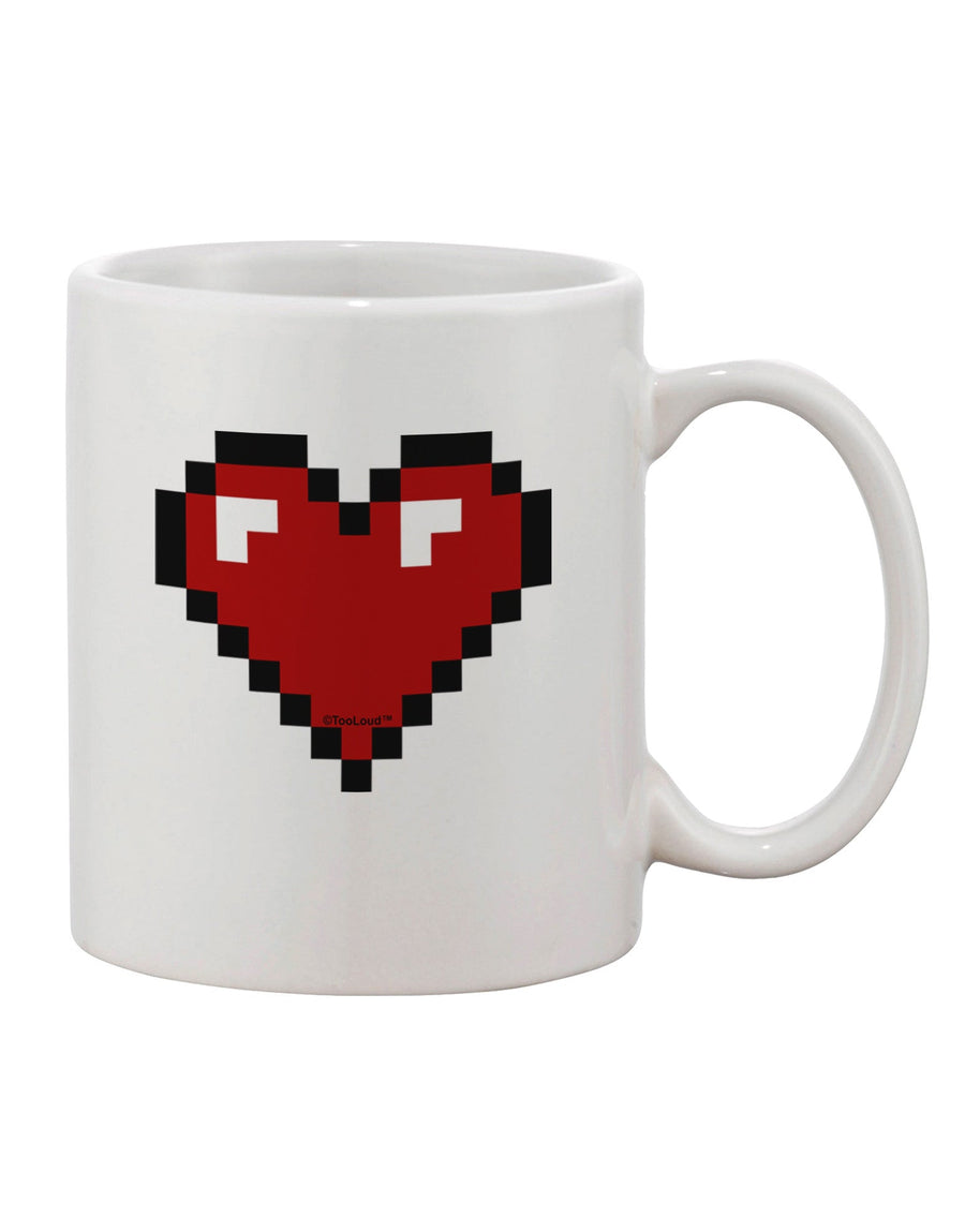 Valentine's Day Printed 11 oz Coffee Mug with Pixel Heart Design - Expertly Crafted by TooLoud-11 OZ Coffee Mug-TooLoud-White-Davson Sales