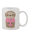 Valentine's Day Sloth-Themed 11 oz Coffee Mug - Expertly Crafted by TooLoud-11 OZ Coffee Mug-TooLoud-White-Davson Sales