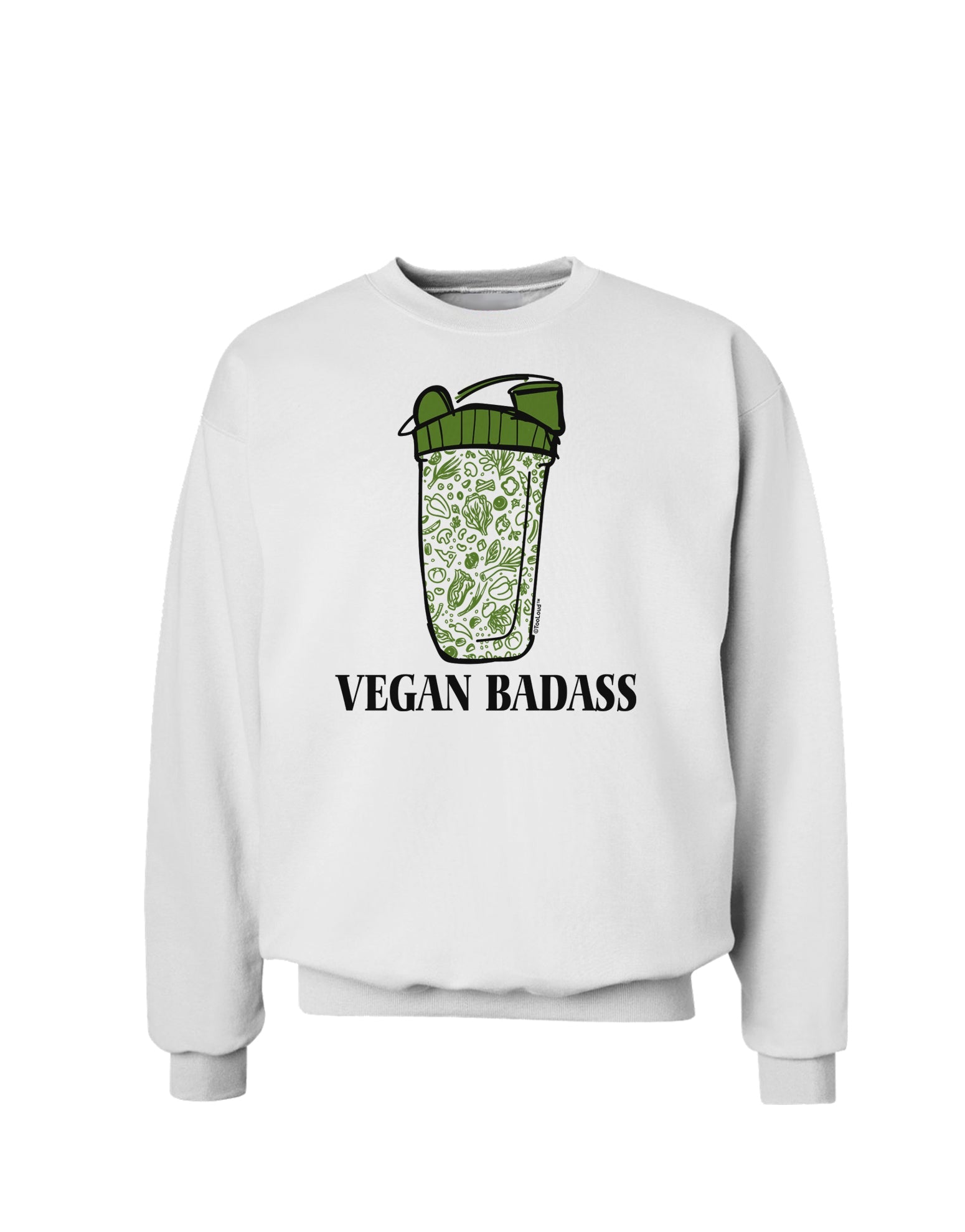 Vegan Badass Blender Bottle Sweatshirt-Sweatshirts-TooLoud-White-Small-Davson Sales