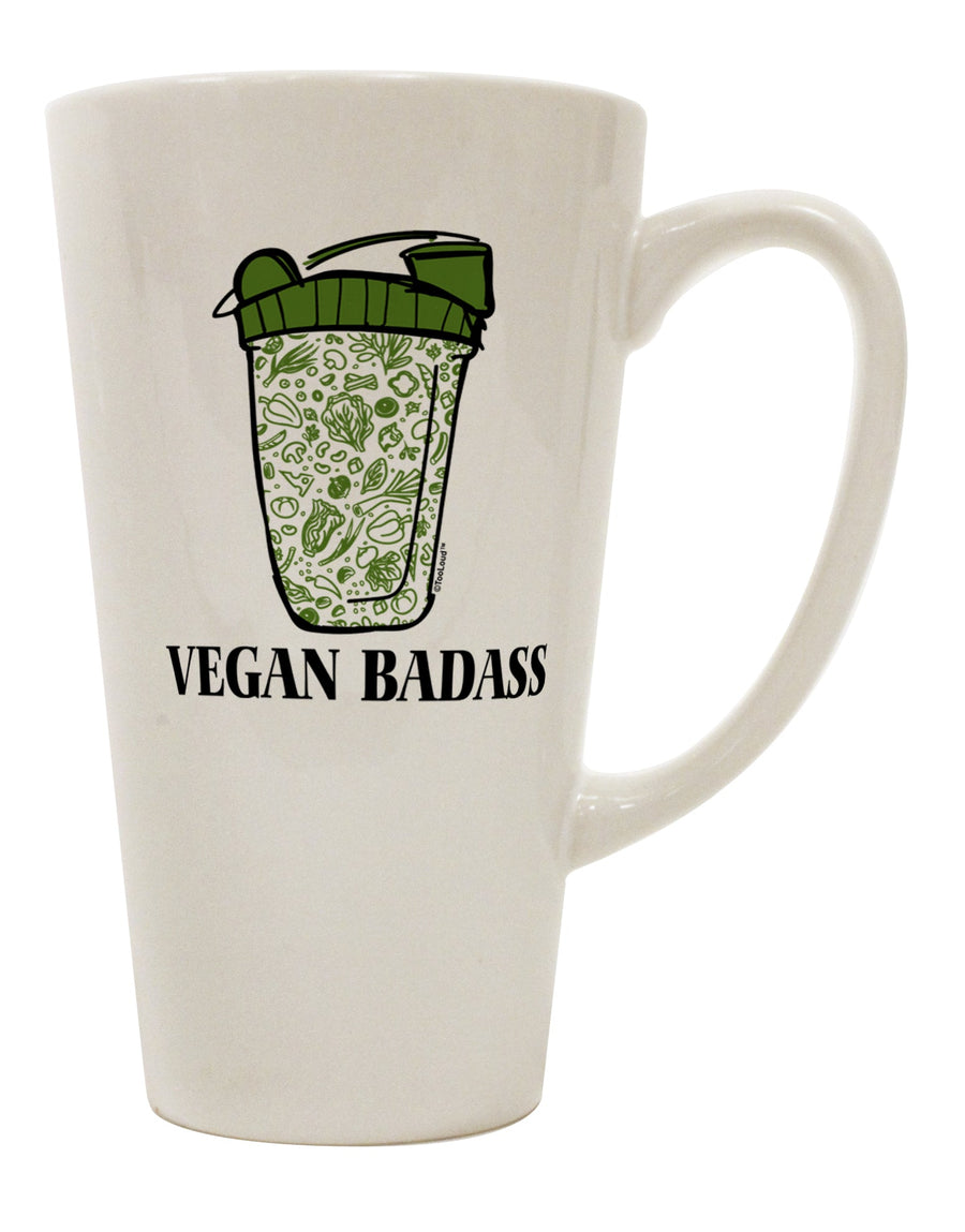 Vegan Badass Bottle Print 16 Ounce Conical Latte Coffee Mug - Expertly Crafted Drinkware-Conical Latte Mug-TooLoud-Davson Sales