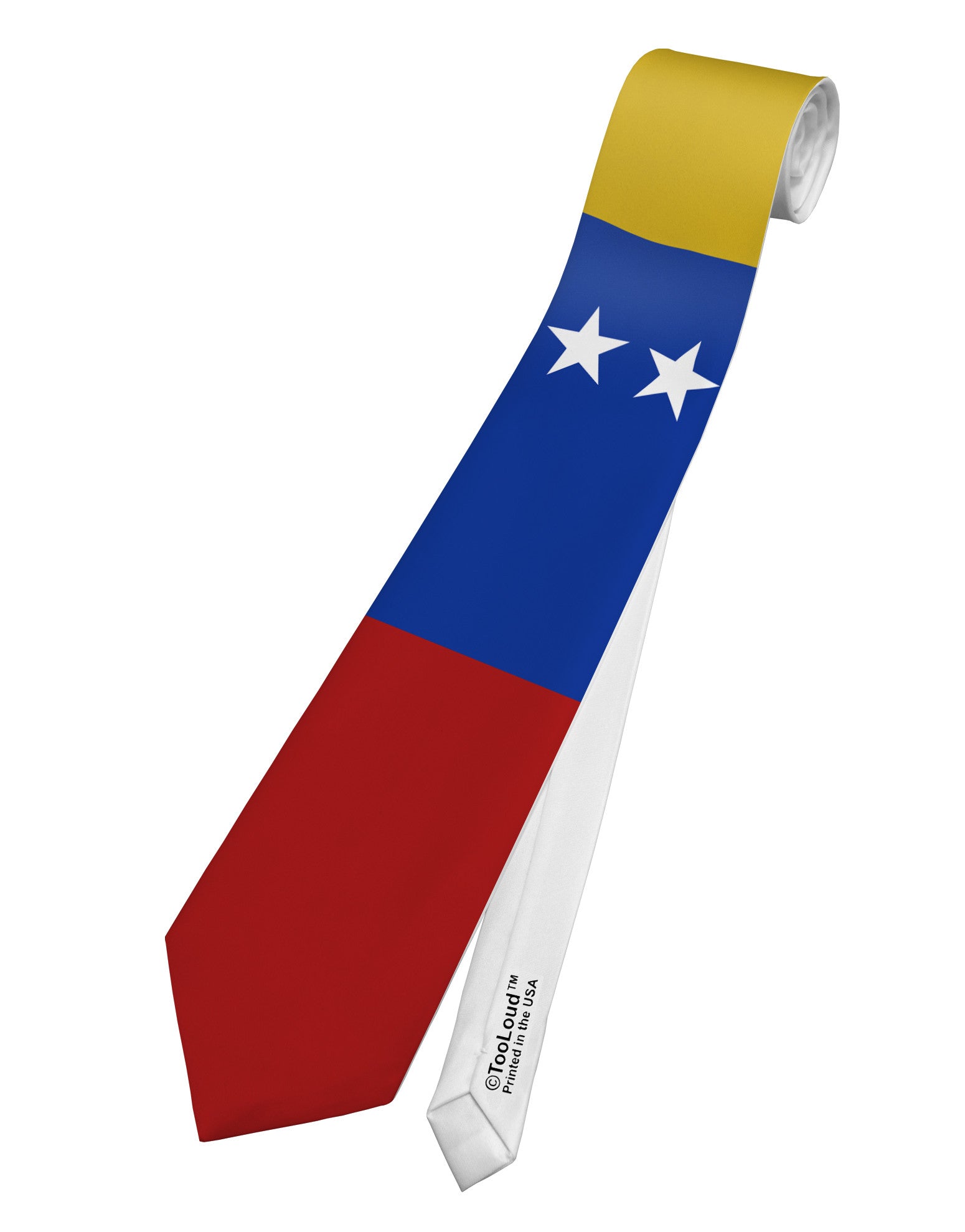 Venezuela Flag AOP Printed White Necktie All Over Print