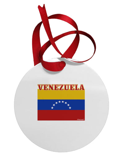 Venezuela Flag Circular Metal Ornament-Ornament-TooLoud-White-Davson Sales