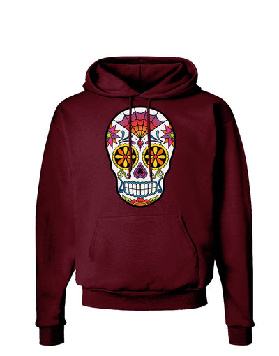 Version 1 Colorful Day of the Dead Calavera Dark Hoodie Sweatshirt-Hoodie-TooLoud-Maroon-Small-Davson Sales