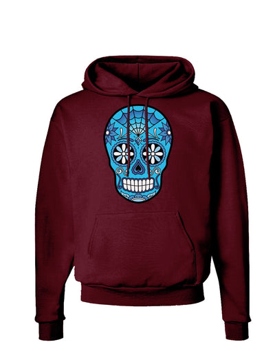 Version 3 Blue Day of the Dead Calavera Dark Hoodie Sweatshirt-Hoodie-TooLoud-Maroon-Small-Davson Sales