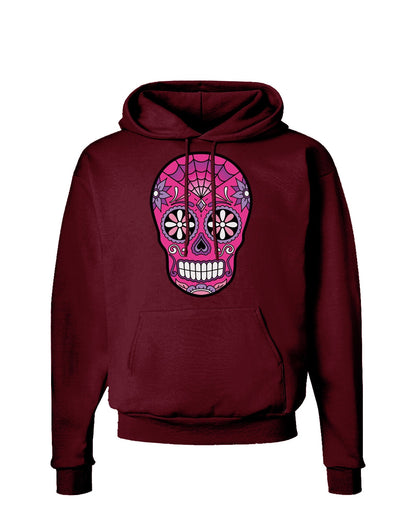 Version 4 Pink Day of the Dead Calavera Dark Hoodie Sweatshirt-Hoodie-TooLoud-Maroon-Small-Davson Sales