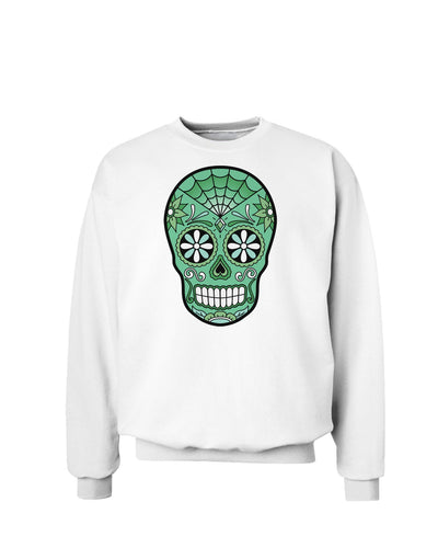 Version 5 Green Day of the Dead Calavera Sweatshirt-Sweatshirts-TooLoud-White-Small-Davson Sales