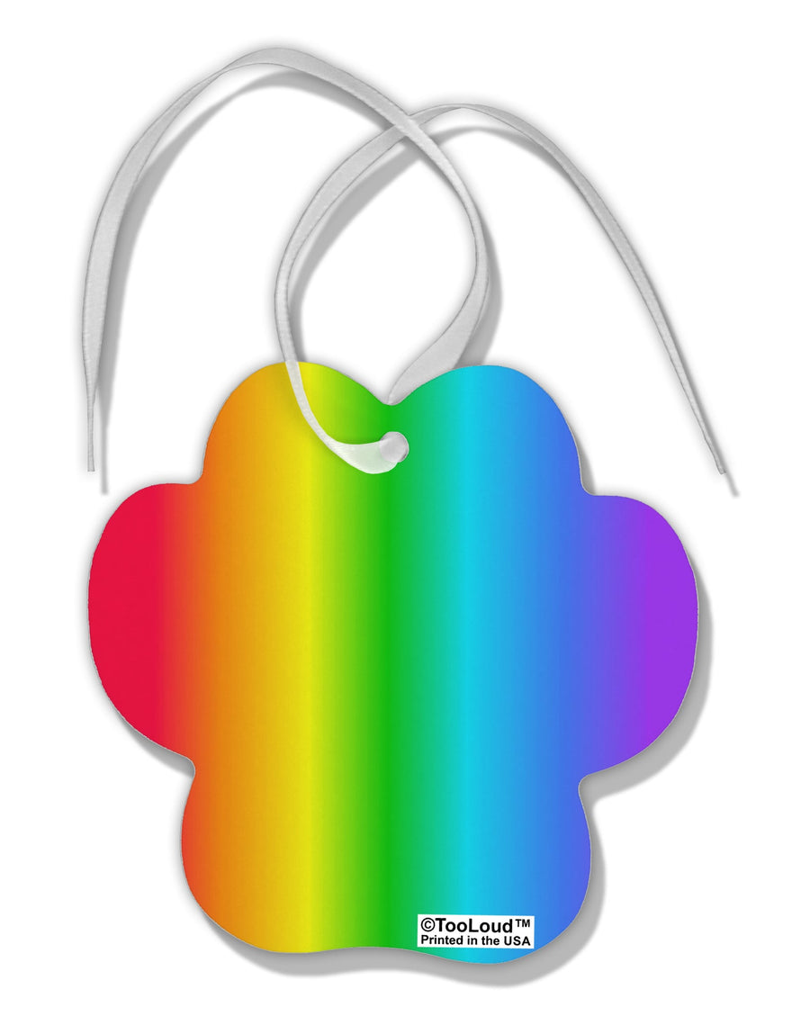 Vertical Rainbow Gradient Paw Print Shaped Ornament All Over Print by TooLoud-Ornament-TooLoud-White-Davson Sales