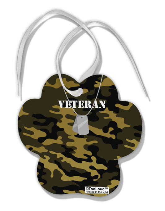 Veteran Dog Tags Paw Print Shaped Ornament All Over Print-Ornament-TooLoud-White-Davson Sales
