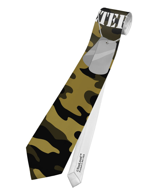 Veteran Dog Tags Printed White Necktie All Over Print