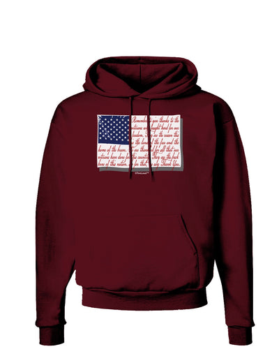 Veterans Scripted Flag Dark Hoodie Sweatshirt-Hoodie-TooLoud-Maroon-Small-Davson Sales