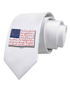 Veterans Scripted Flag Printed White Necktie